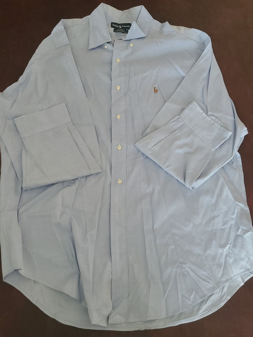 Ralph Lauren Yarmouth Light Blue Long Sleeve Dress Shirt with Embroidered Pony